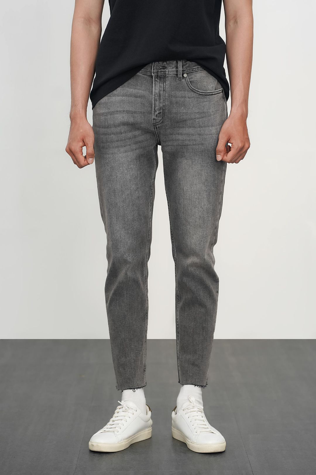 Mens skinny hot sale cropped jeans